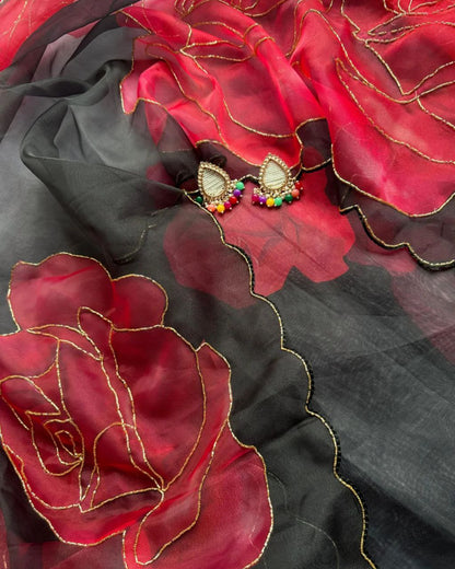 ELEGANT SOFT ORGANZA DIGITAL PRINT SAREE