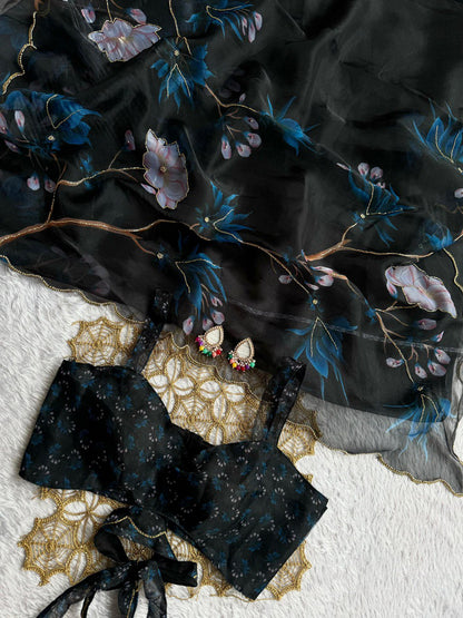 EXCLUSIVE LAUNCH – LUXURIOUS DIGITAL HANDWORK ORGANZA SAREE
