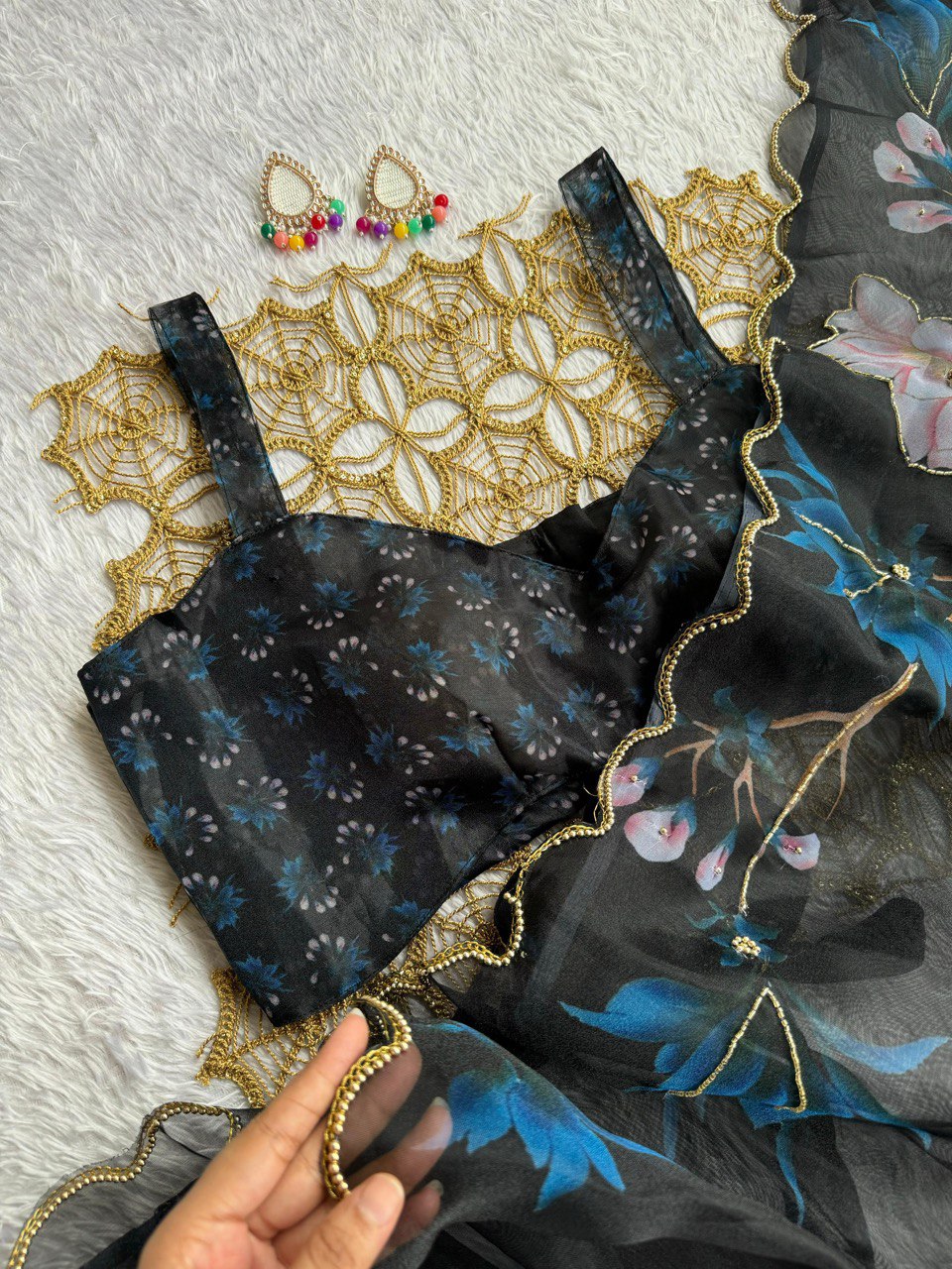 EXCLUSIVE LAUNCH – LUXURIOUS DIGITAL HANDWORK ORGANZA SAREE