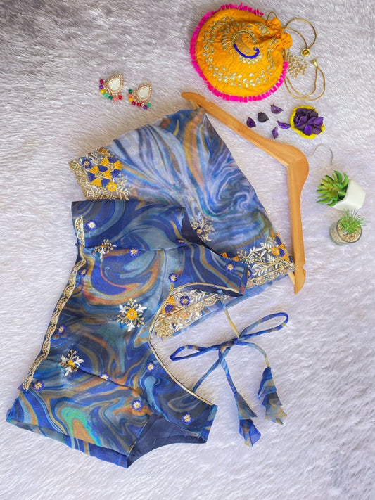 EXQUISITE MULTICOLORED DIGITAL PRINT ORGANZA SAREE