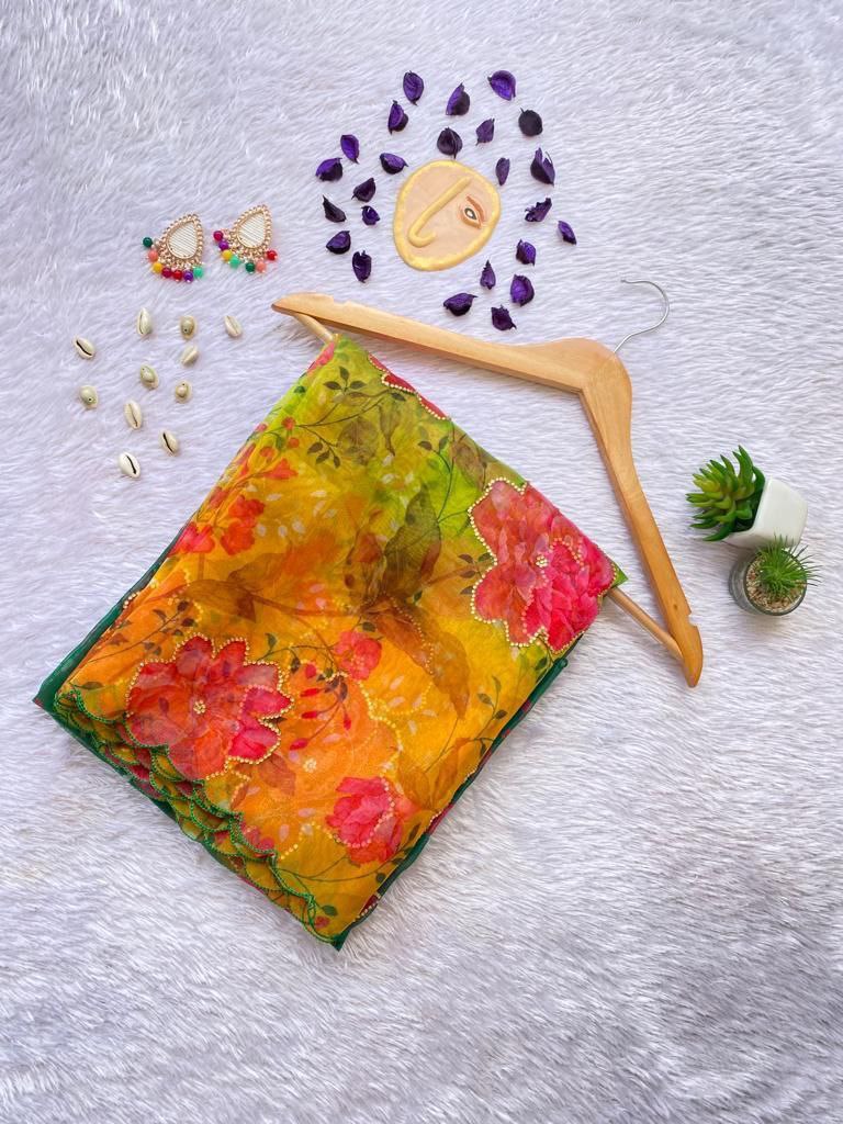 EXQUISITE ORGANZA DIGITAL PRINT SAREE – A STATEMENT OF ELEGANCE