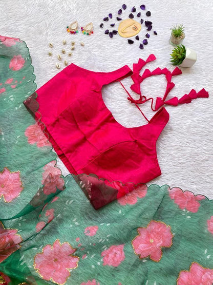 EXQUISITE ORGANZA DIGITAL PRINT SAREE – A STATEMENT OF ELEGANCE