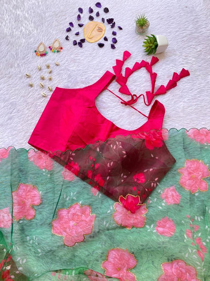 EXQUISITE ORGANZA DIGITAL PRINT SAREE – A STATEMENT OF ELEGANCE