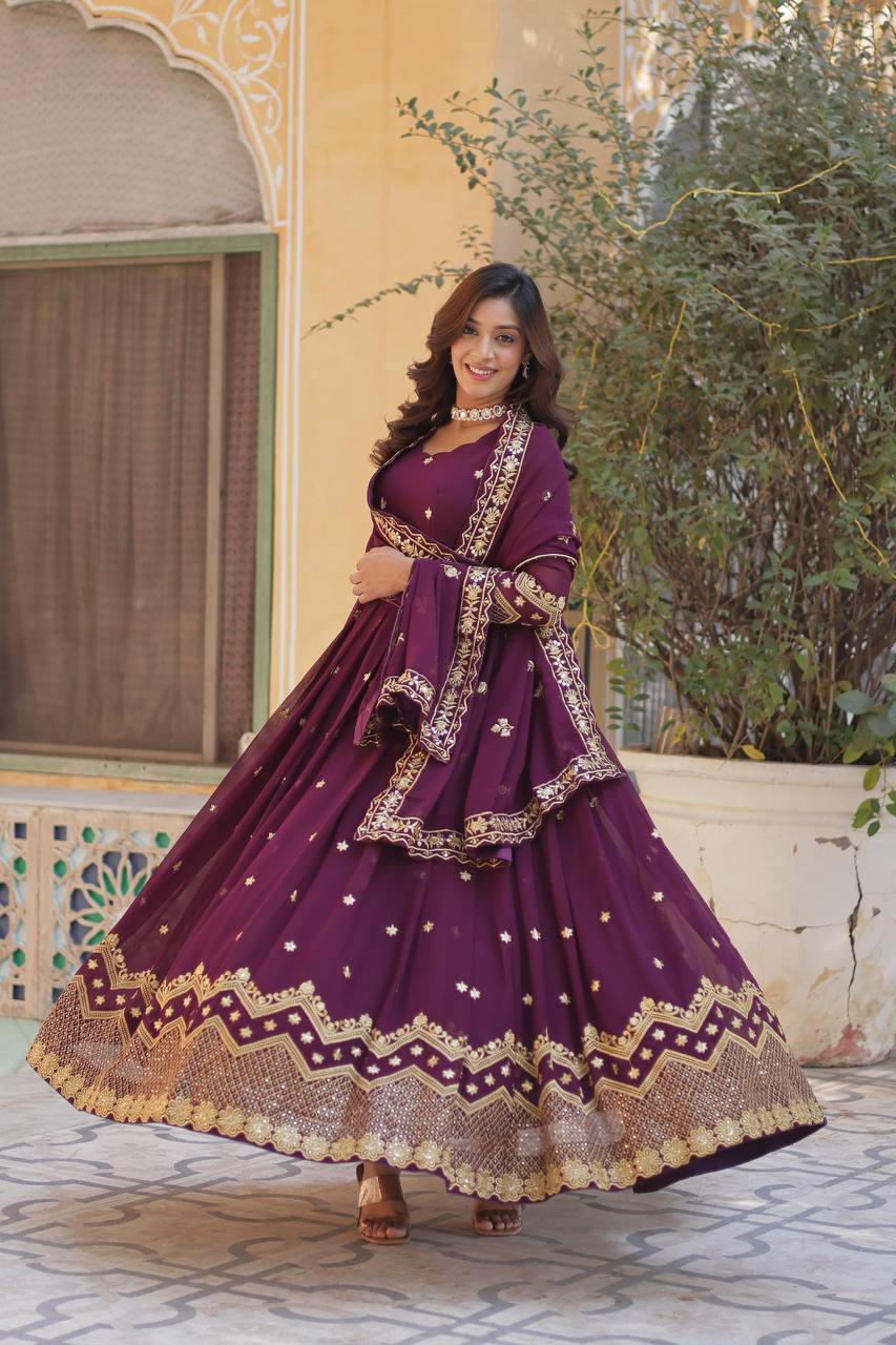 LUXURIOUS DESIGNER GOWN WITH ZARI & SEQUINS EMBROIDERY – ELEGANCE REDEFINED