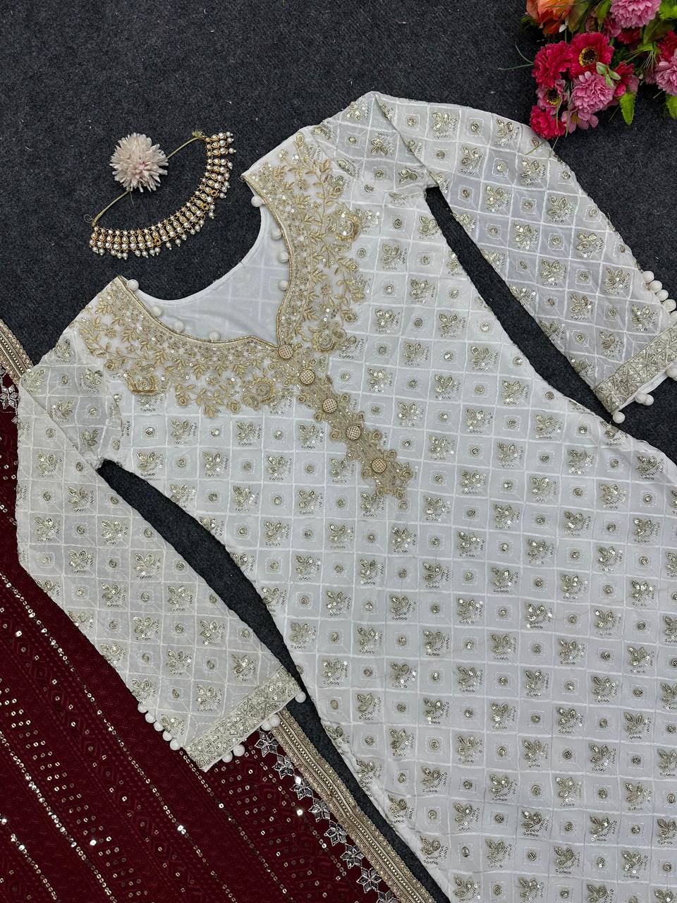 ELEGANT FOUX GORGETTE PANT SET