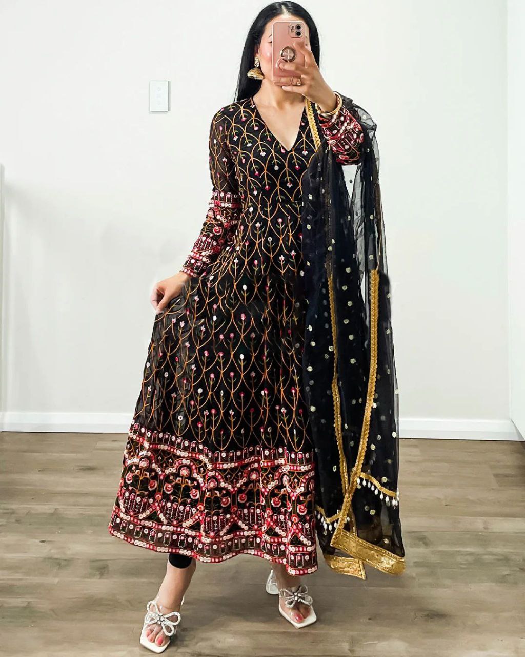 ELEGANT FOAX GEORGETTE TOP & MICRO PANT SET WITH SOFT NET DUPATTA
