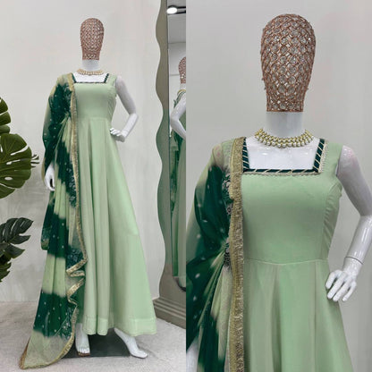 ELEGANT DESIGNER GOWN IN HEAVY STAR GEORGETTE WITH DIGITAL PRINT DUPATTA