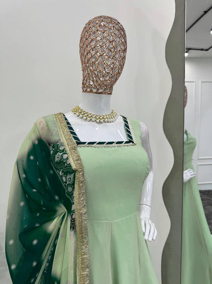 ELEGANT DESIGNER GOWN IN HEAVY STAR GEORGETTE WITH DIGITAL PRINT DUPATTA