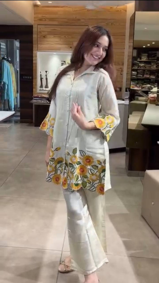 SUMMER SPECIAL DESIGNER TRENDING CO-ORD SET WITH SEQUENCE EMBROIDERY WORK