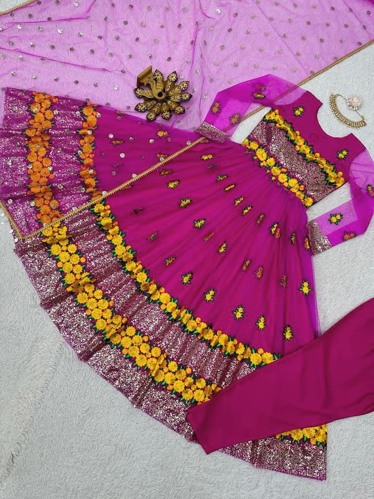 ELEGANT DESIGNER SUIT – SOFT NET WITH THREAD & SEQUENCE WORK