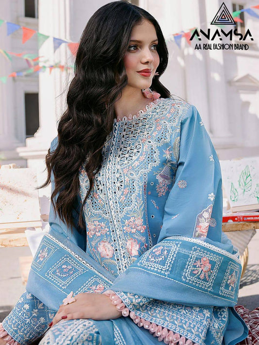 ELEGANT HEAVY EMBROIDERED JAAM COTTON DESIGNER OUTFIT