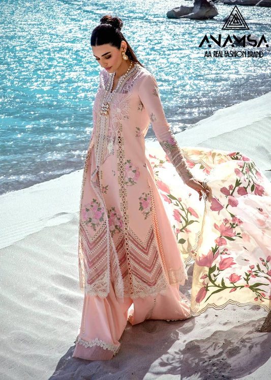 EXQUISITE HEAVY EMBROIDERED JAAM COTTON DESIGNER OUTFIT