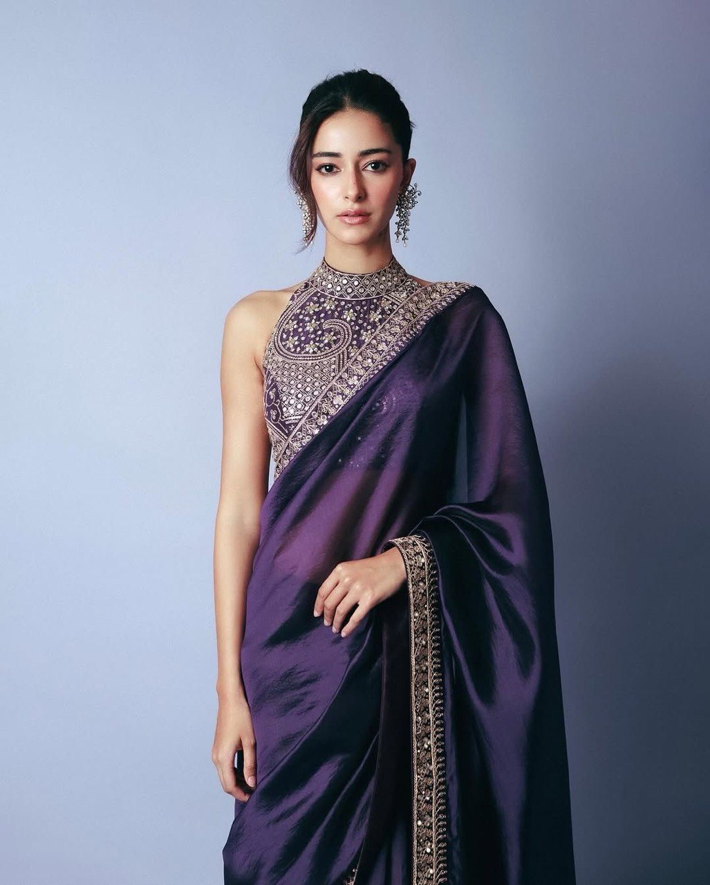ELEGANT DESIGNER JIMMY CHU SAREE WITH THREAD & SEQUINS EMBROIDERY | UNSTITCHED BLOUSE PIECE