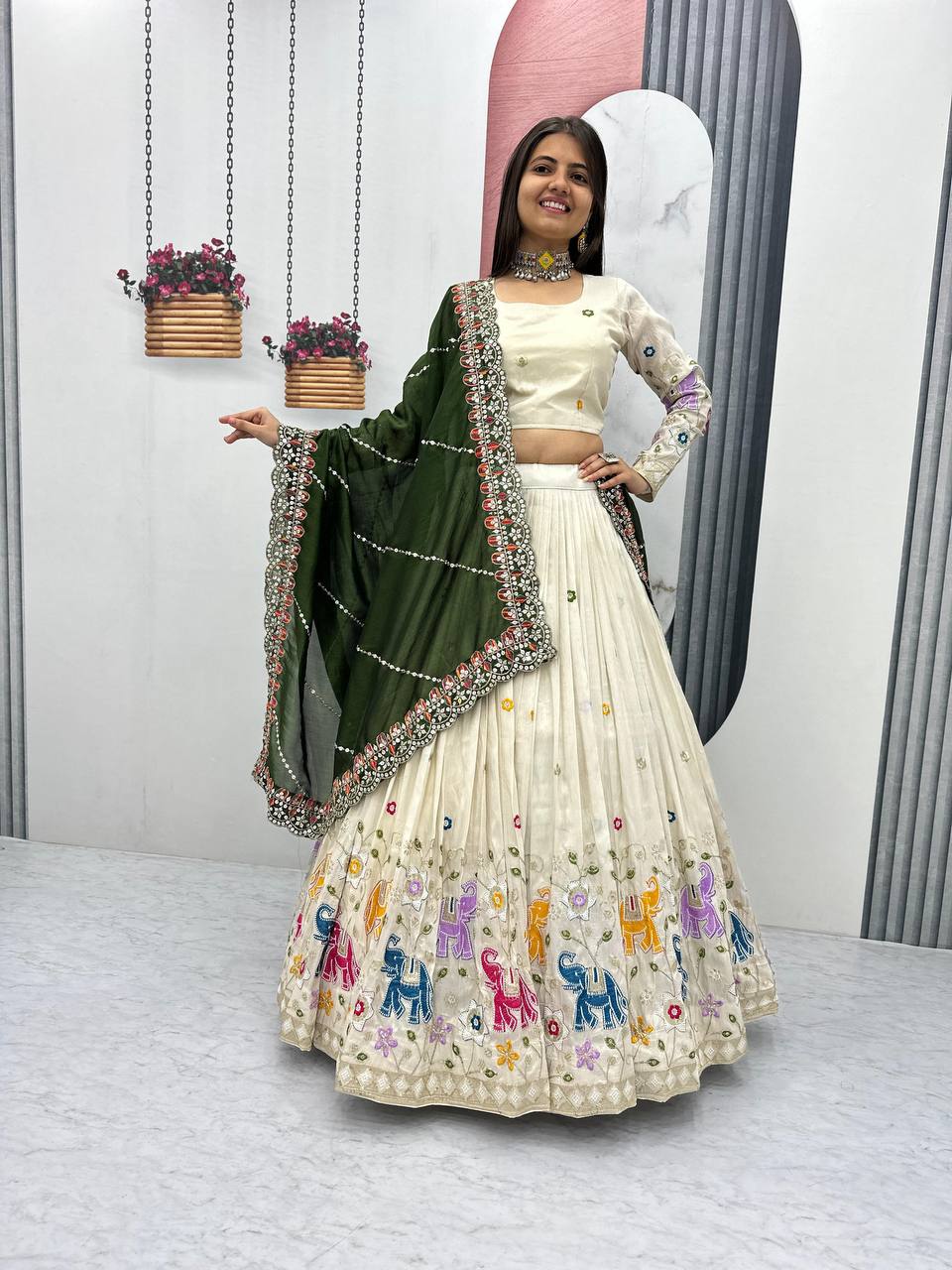 WEDDING WEAR LEHENGA CHOLI SET WITH CANCAN
