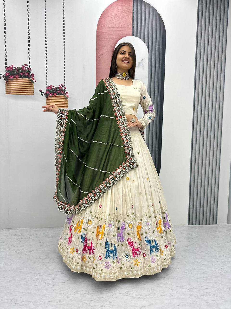 WEDDING WEAR LEHENGA CHOLI SET WITH CANCAN