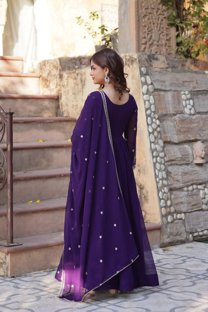 ELEGANT FAUX BLOOMING EMBROIDERED GOWN WITH SEQUINS & BEADS WORK DUPATTA FOR WOMEN