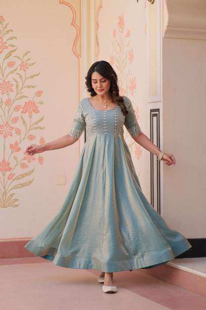 FENDY EMBROIDERED GOWN FOR WOMEN WITH BEADS WORK AND KALI PATTERN STITCHING