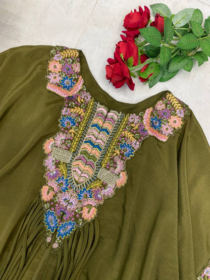 PREMIUM AIR TEX CHINON CO-ORD SET WITH SEQUINS EMBROIDERY & KODI LATKAN – FULLY STITCHED