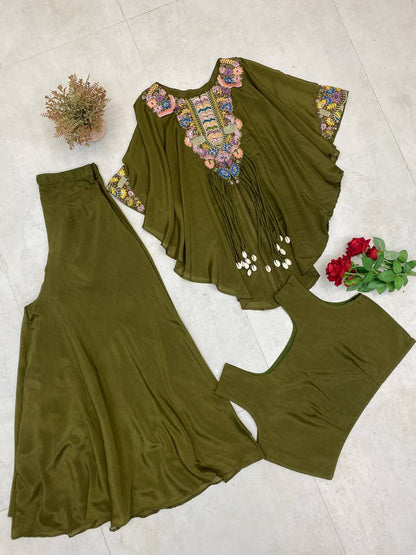 PREMIUM AIR TEX CHINON CO-ORD SET WITH SEQUINS EMBROIDERY & KODI LATKAN – FULLY STITCHED