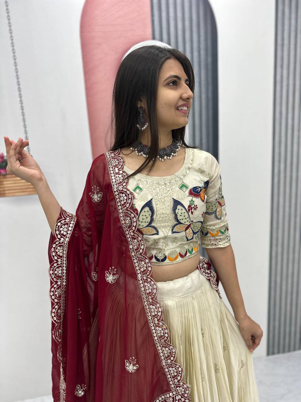 GRAND WEDDING WEAR LEHENGA CHOLI SET WITH CANCAN & EXQUISITE SEQUENCE WORK