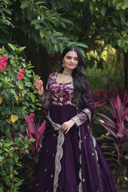 DESIGNER FAUX BLOOMING GOWN WITH SEQUINS EMBROIDERED DUPATTA