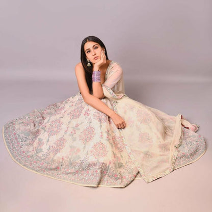 LUXURY FAUX GEORGETTE LEHENGA SET WITH HEAVY THREAD & SEQUIN EMBROIDERY