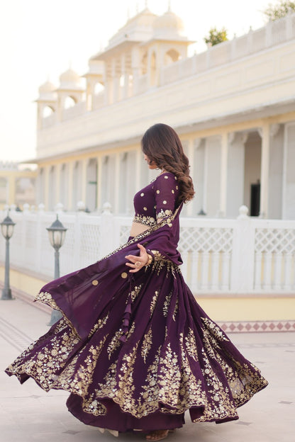 FAUX BLOOMING GEORGETTE HEAVY SEQUINS EMBROIDERED LEHENGA CHOLI SET WITH DESIGNER DUPATTA