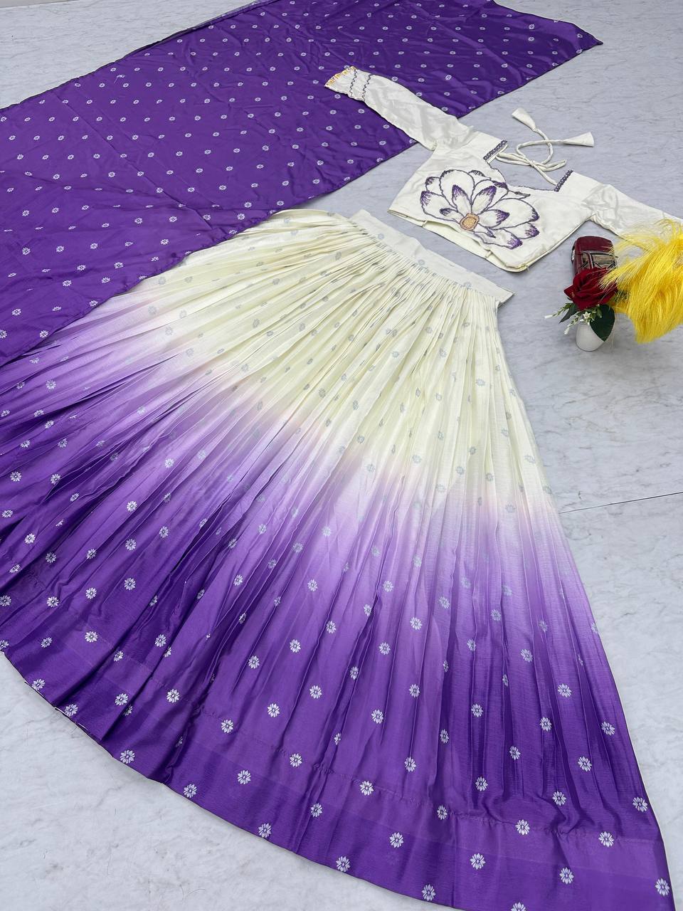 CHINON DIGITAL PRINT LEHENGA CHOLI SET WITH HANDWORK