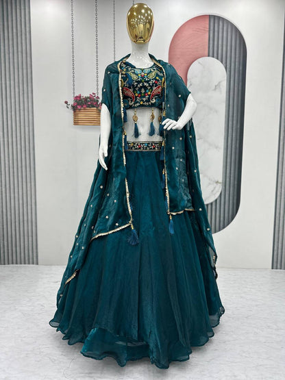 TRENDING DESIGNER FENDY LEHENGA CHOLI SET WITH SHRUG STYLE DUPATTA