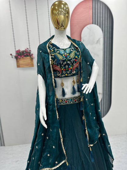 TRENDING DESIGNER FENDY LEHENGA CHOLI SET WITH SHRUG STYLE DUPATTA
