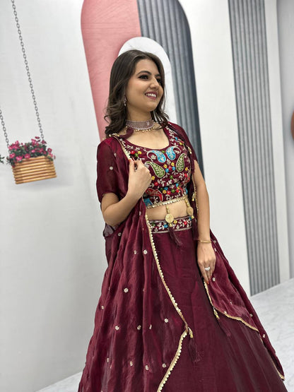 TRENDING DESIGNER FENDY LEHENGA CHOLI SET WITH SHRUG STYLE DUPATTA