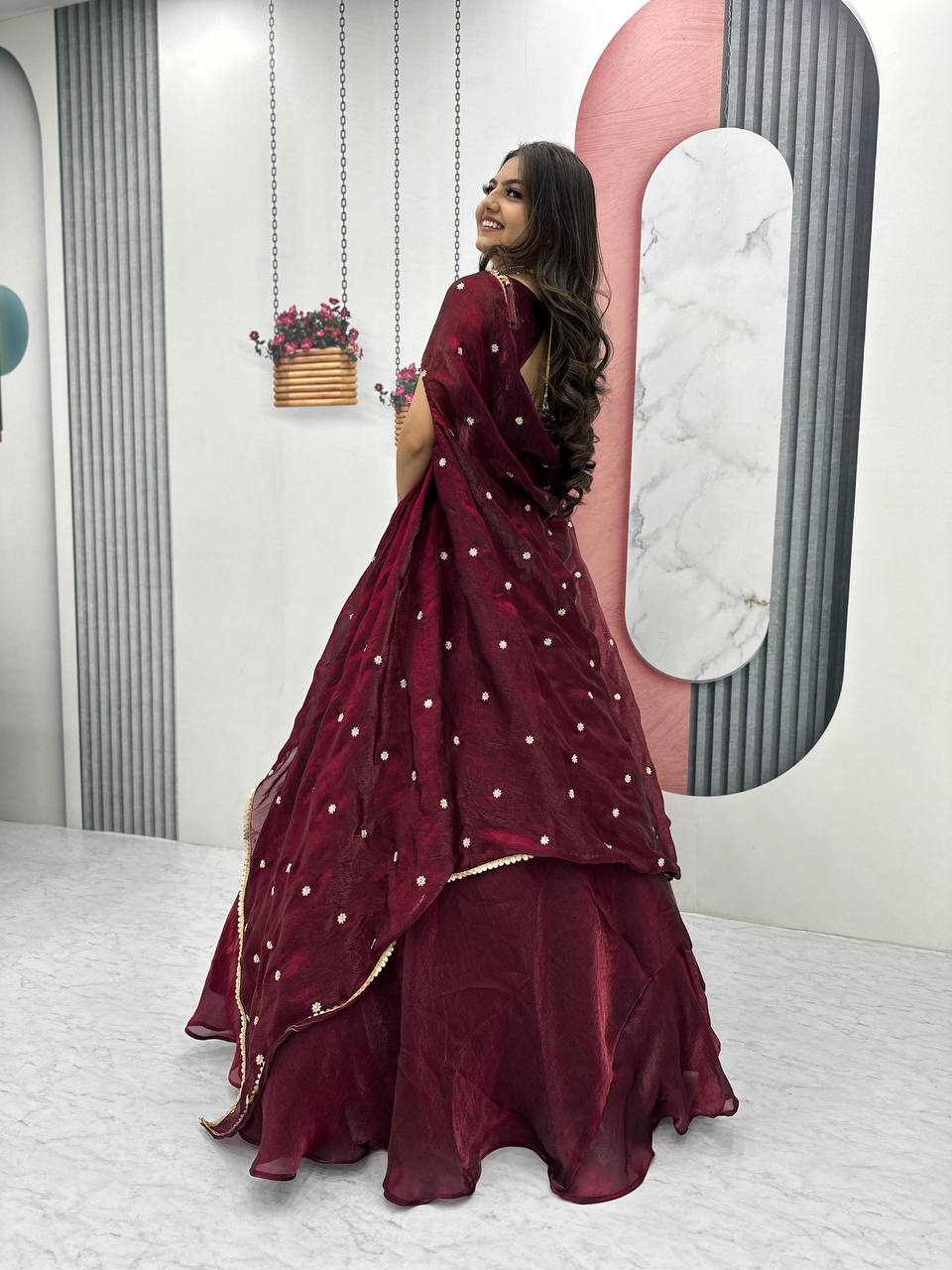 TRENDING DESIGNER FENDY LEHENGA CHOLI SET WITH SHRUG STYLE DUPATTA