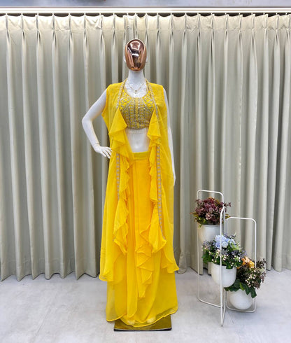NEW THREE-PIECE HAND-WORKED WESTERN OUTFIT – PERFECT FOR THIS TRENDY WEDDING SEASON!