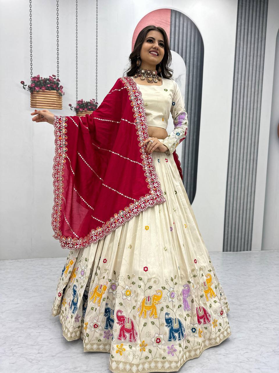 WEDDING WEAR LEHENGA CHOLI SET WITH CANCAN