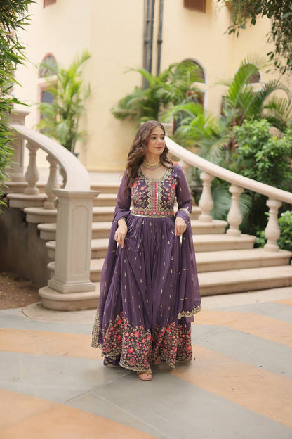 DESIGNER FAUX GEORGETTE KURTI SHARARA SET WITH SEQUINS EMBROIDERED DUPATTA