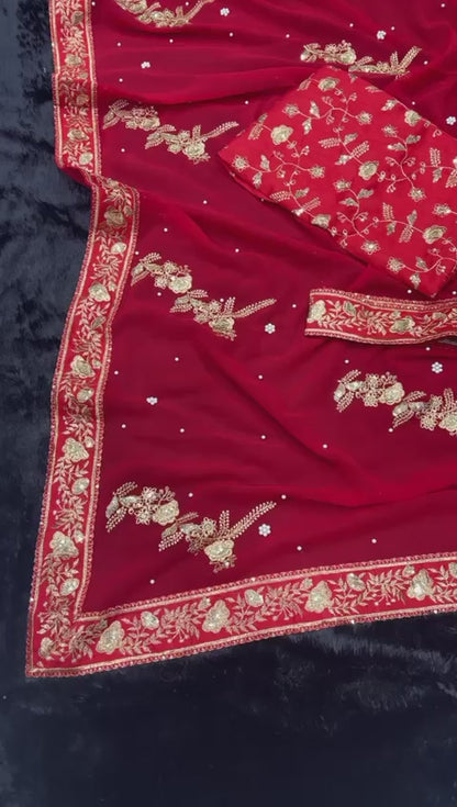 NEW RED DESIGNER PARTY WEAR SAREE