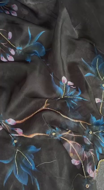 EXCLUSIVE LAUNCH – LUXURIOUS DIGITAL HANDWORK ORGANZA SAREE