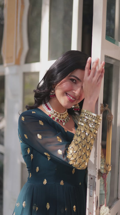 EXQUISITE DESIGNER GOWN WITH CUTWORK DUPATTA