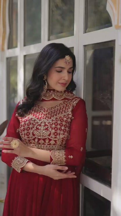 LUXURIOUS DESIGNER GOWN WITH EMBROIDERED DUPATTA