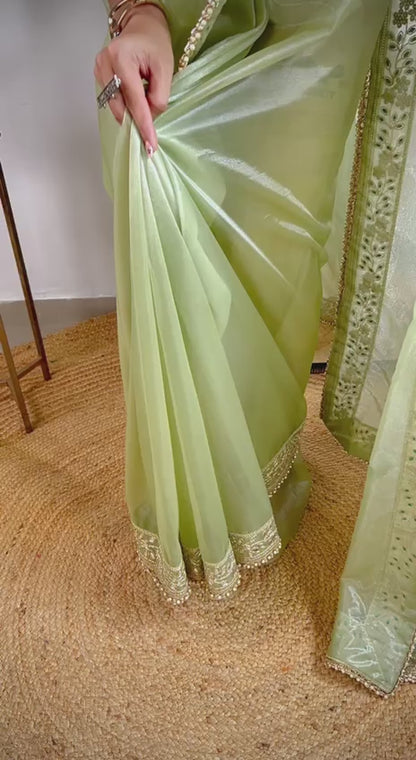 DESIGNER SILVER TISSUE SILK SAREE - A MASTERPIECE OF ELEGANCE