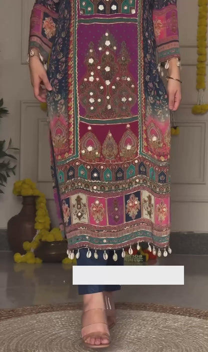 NEW DESIGNER CHINON PRINTED TOP WITH PANT & DUPATTA – PERFECT FOR FESTIVE & WEDDING SEASON